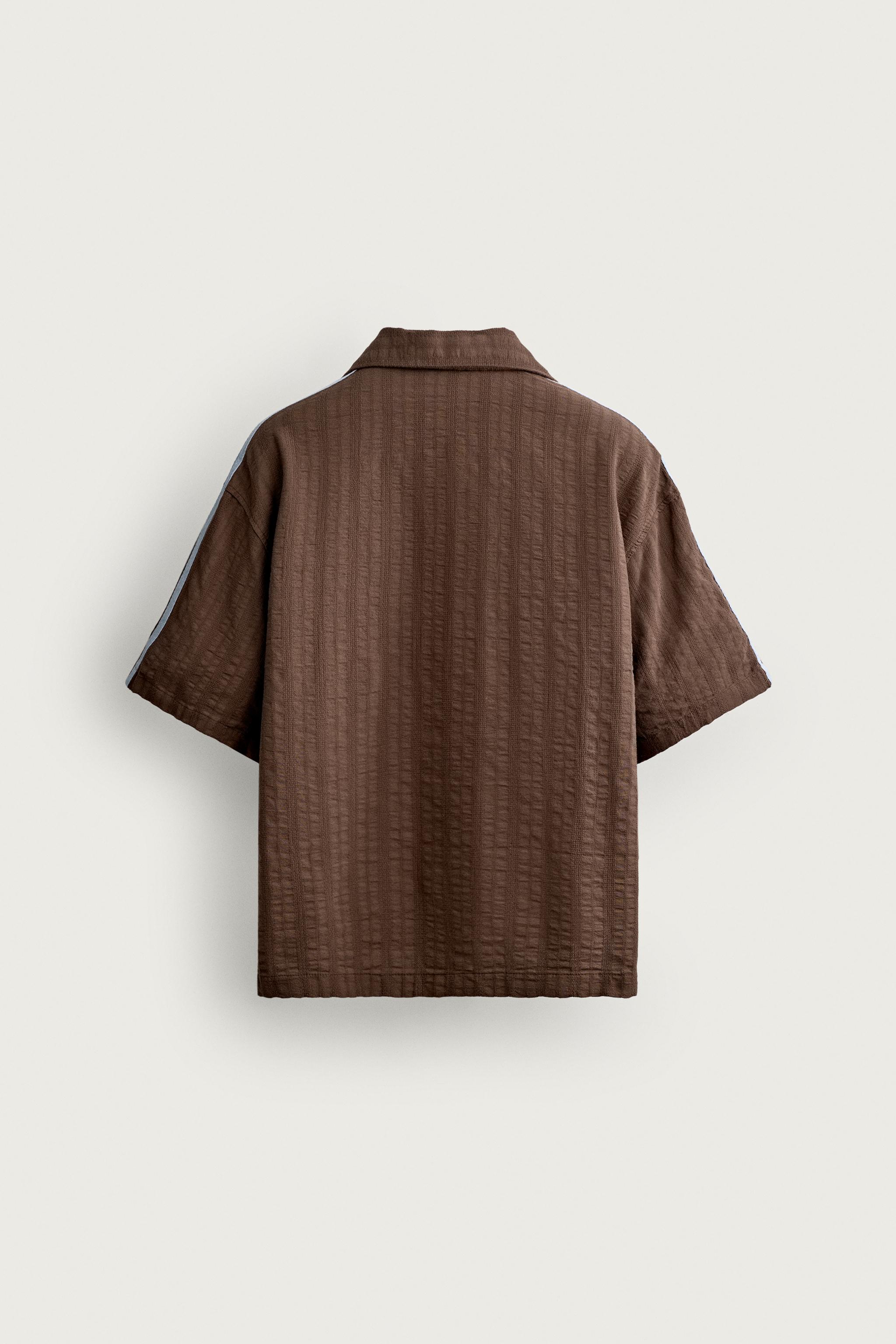 CONTRAST EMBROIDERED STRIPE SHIRT